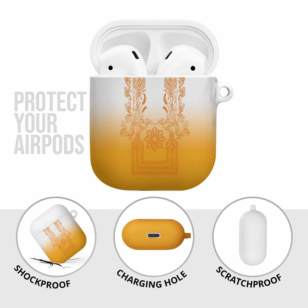 Philippines Barong Style AirPods Case with Polynesian Art and Leaf Motif Yellow Color LT03 - Polynesian Pride