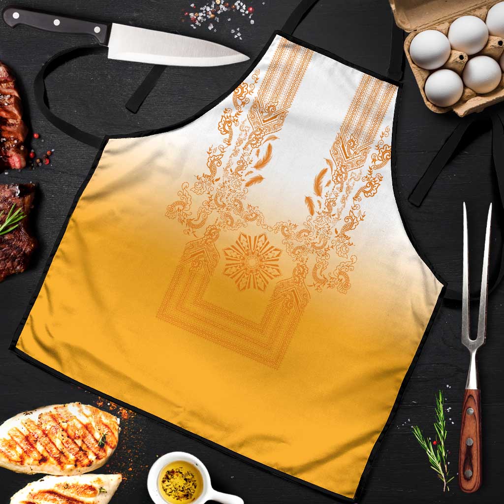 Philippines Barong Style Apron with Polynesian Art and Leaf Motif Yellow Color LT03 Yellow - Polynesian Pride