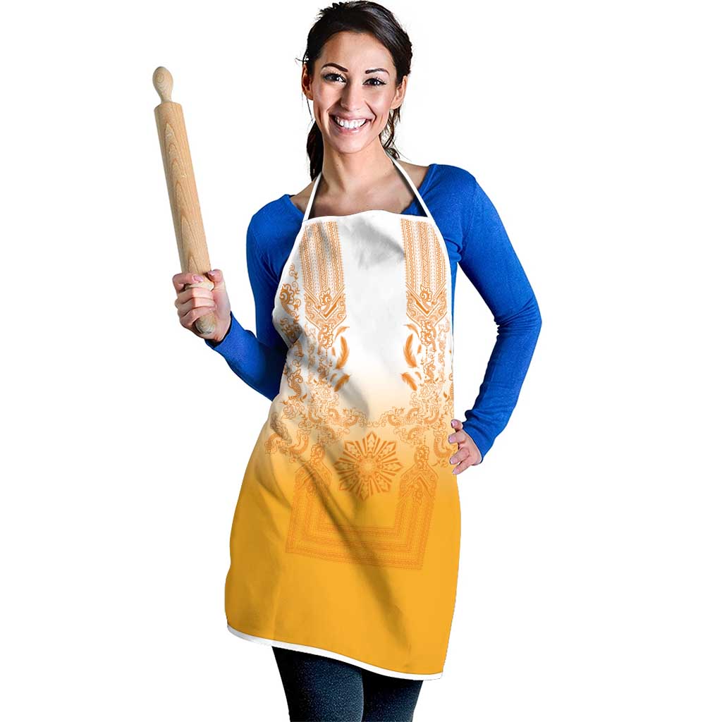 Philippines Barong Style Apron with Polynesian Art and Leaf Motif Yellow Color LT03 - Polynesian Pride