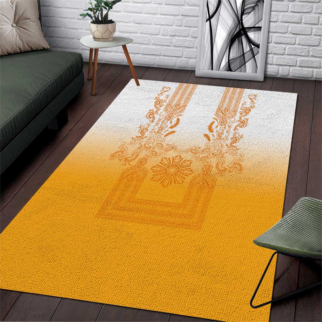 Philippines Barong Style Area Rug with Polynesian Art and Leaf Motif Yellow Color LT03 Yellow - Polynesian Pride