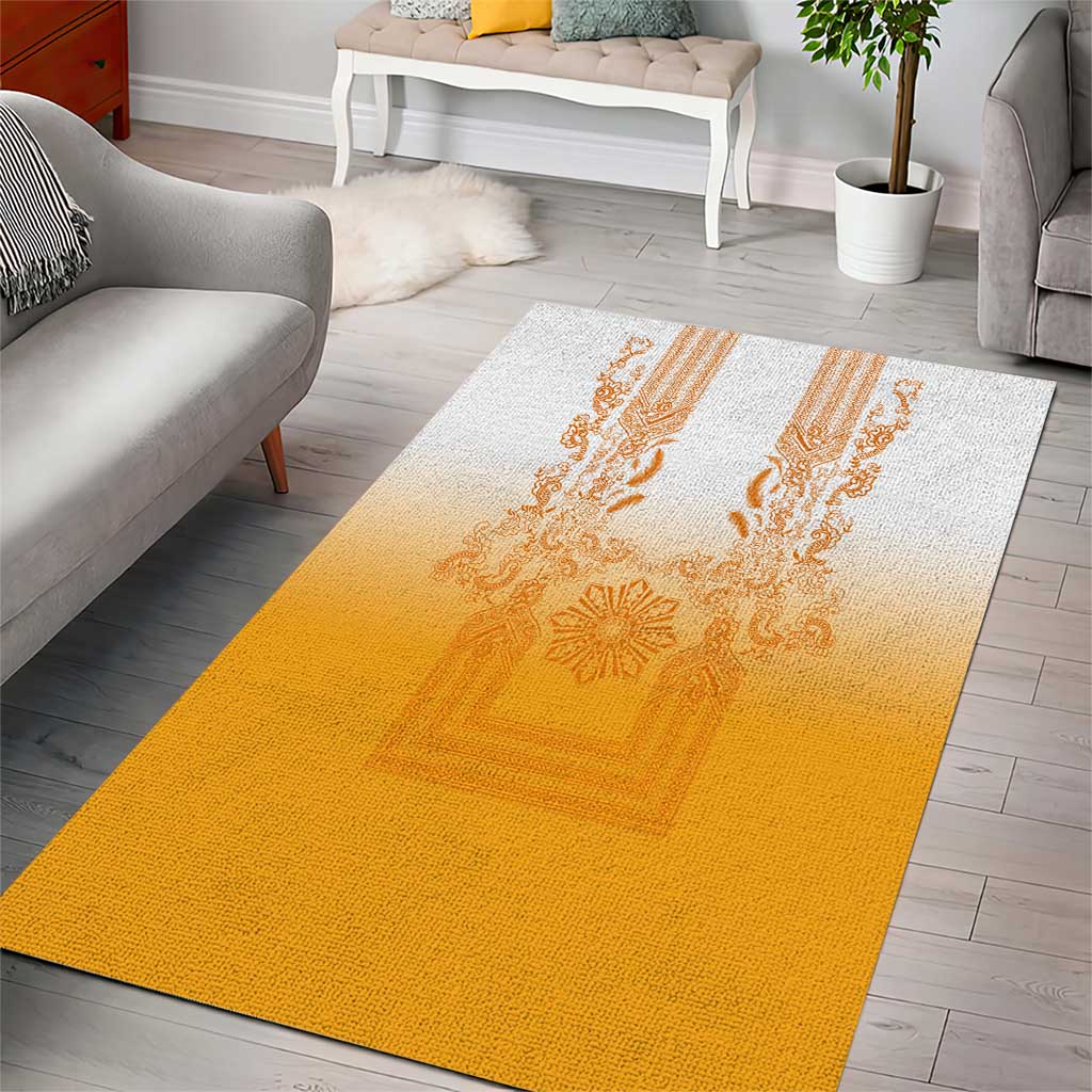 Philippines Barong Style Area Rug with Polynesian Art and Leaf Motif Yellow Color LT03 - Polynesian Pride
