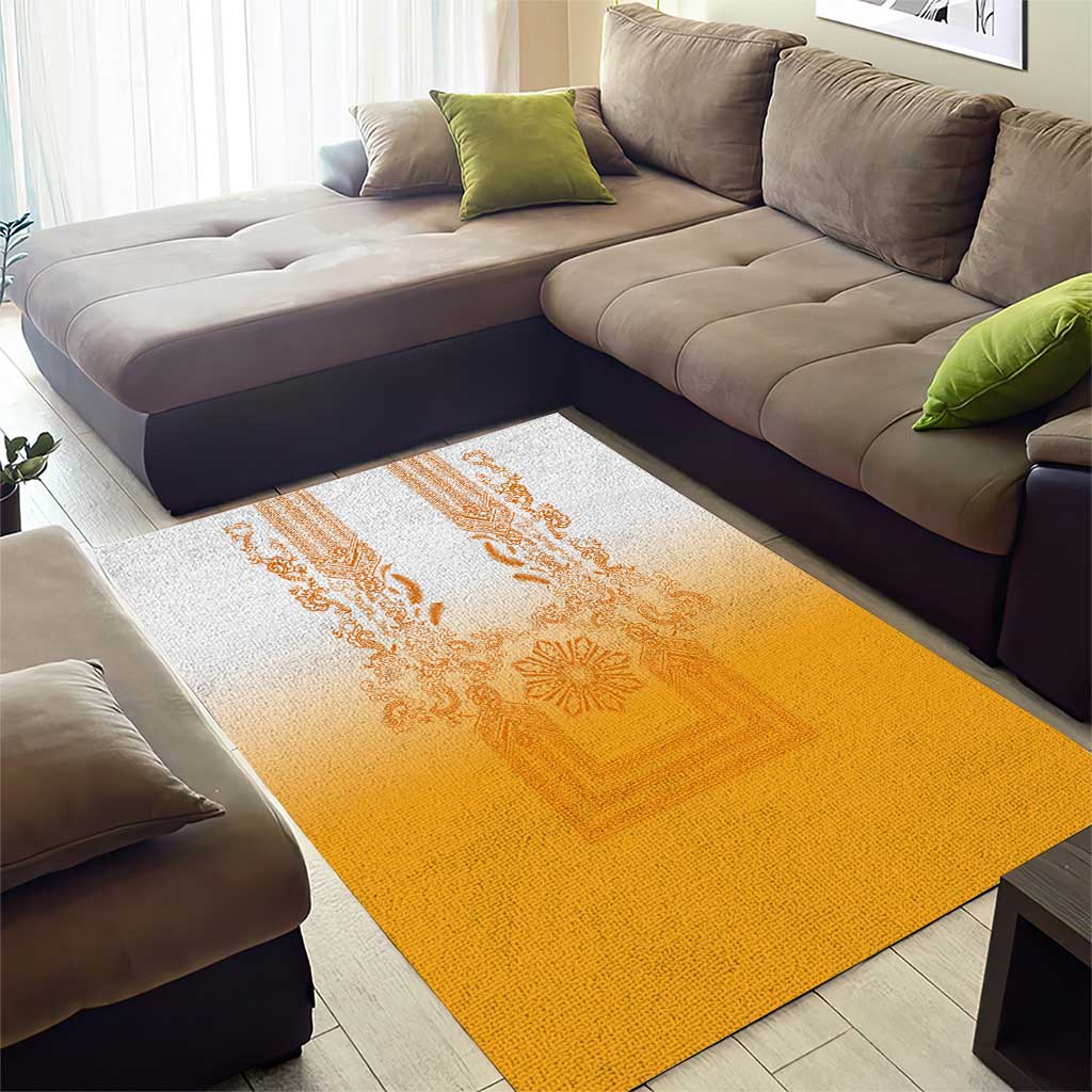 Philippines Barong Style Area Rug with Polynesian Art and Leaf Motif Yellow Color LT03 - Polynesian Pride