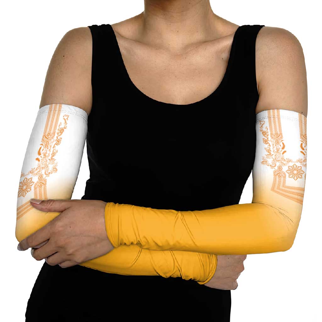Philippines Barong Style Arm Sleeves with Polynesian Art and Leaf Motif Yellow Color LT03 - Polynesian Pride