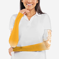 Philippines Barong Style Arm Sleeves with Polynesian Art and Leaf Motif Yellow Color LT03 - Polynesian Pride
