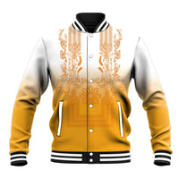 Philippines Barong Style Baseball Jacket with Polynesian Art and Leaf Motif Yellow Color LT03 Unisex Yellow - Polynesian Pride