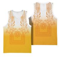 Philippines Barong Style Basketball Jersey with Polynesian Art and Leaf Motif Yellow Color LT03 - Polynesian Pride