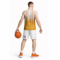Philippines Barong Style Basketball Jersey with Polynesian Art and Leaf Motif Yellow Color LT03 - Polynesian Pride