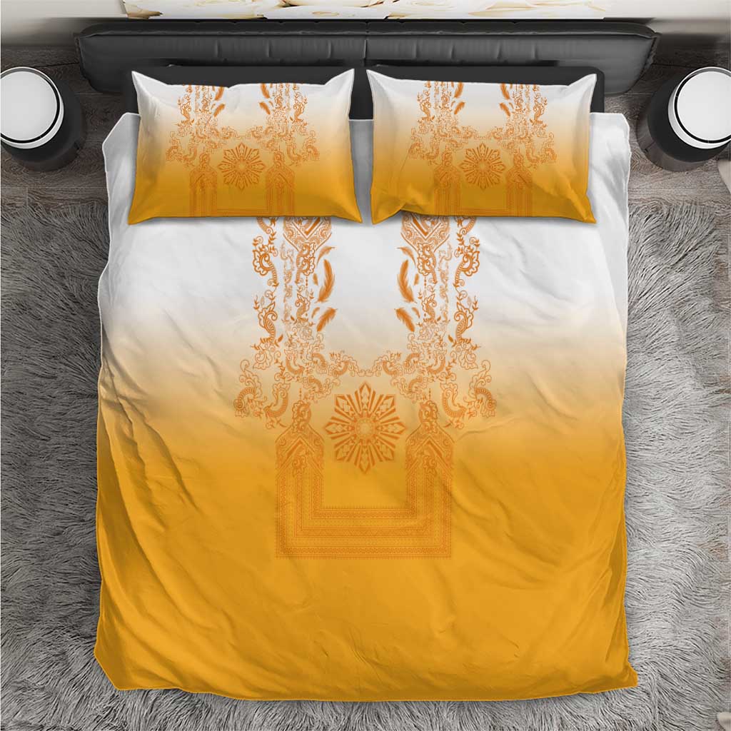 Philippines Barong Style Bedding Set with Polynesian Art and Leaf Motif Yellow Color LT03 Yellow - Polynesian Pride