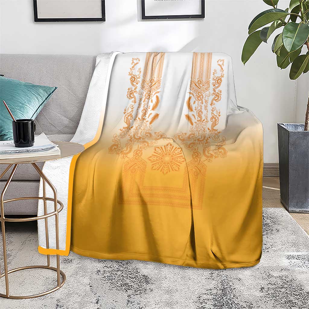 Philippines Barong Style Blanket with Polynesian Art and Leaf Motif Yellow Color LT03 - Polynesian Pride