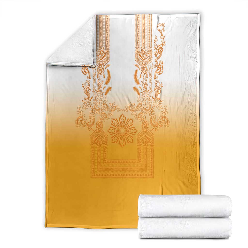 Philippines Barong Style Blanket with Polynesian Art and Leaf Motif Yellow Color LT03 - Polynesian Pride