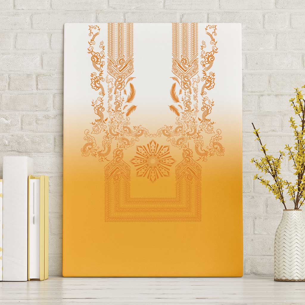 Philippines Barong Style Canvas Wall Art with Polynesian Art and Leaf Motif Yellow Color LT03 Without Frame Yellow - Polynesian Pride