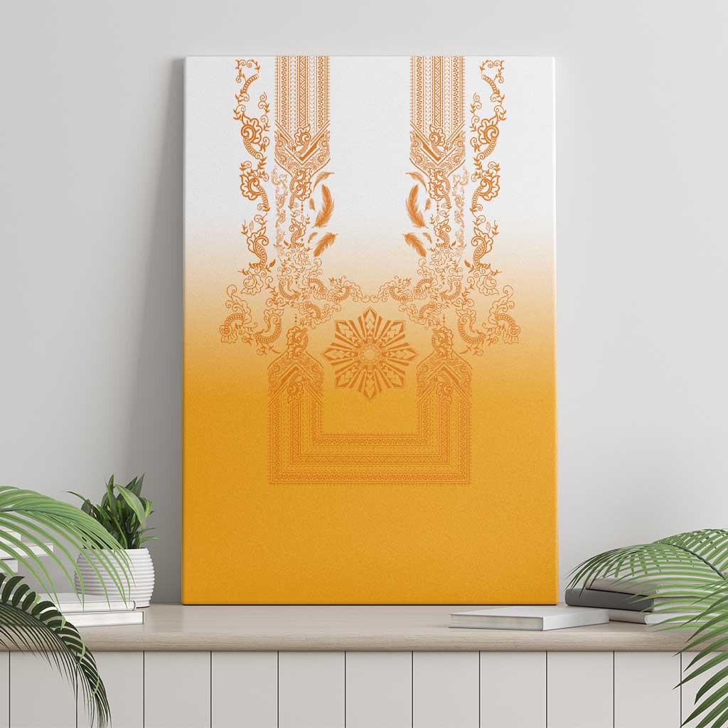 Philippines Barong Style Canvas Wall Art with Polynesian Art and Leaf Motif Yellow Color LT03 - Polynesian Pride
