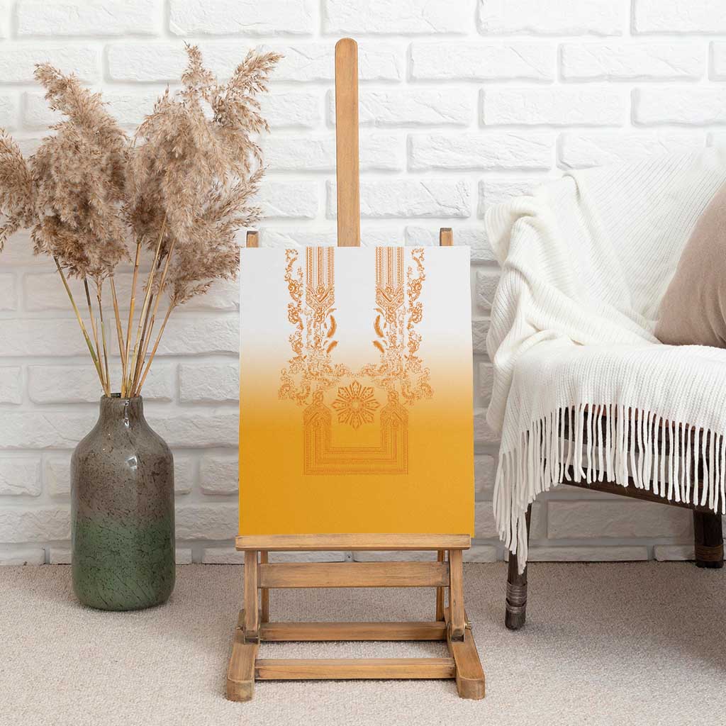 Philippines Barong Style Canvas Wall Art with Polynesian Art and Leaf Motif Yellow Color LT03 - Polynesian Pride