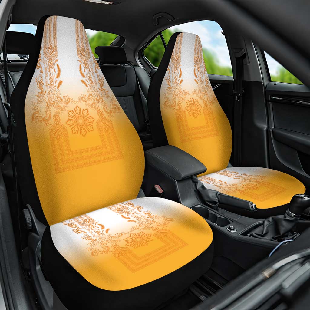 Philippines Barong Style Car Seat Cover with Polynesian Art and Leaf Motif Yellow Color LT03 One Size Yellow - Polynesian Pride