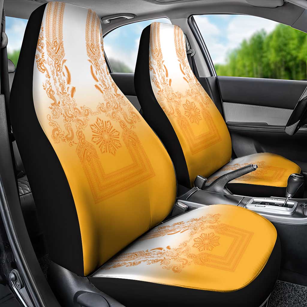 Philippines Barong Style Car Seat Cover with Polynesian Art and Leaf Motif Yellow Color LT03 - Polynesian Pride
