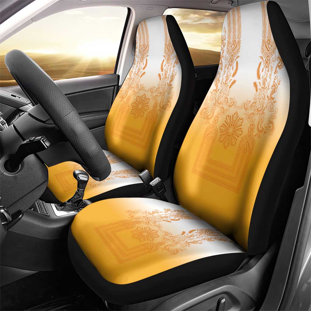 Philippines Barong Style Car Seat Cover with Polynesian Art and Leaf Motif Yellow Color LT03 - Polynesian Pride