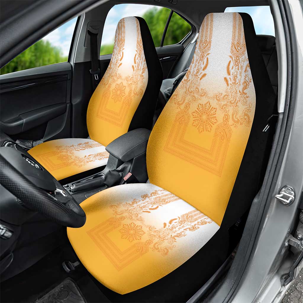 Philippines Barong Style Car Seat Cover with Polynesian Art and Leaf Motif Yellow Color LT03 - Polynesian Pride