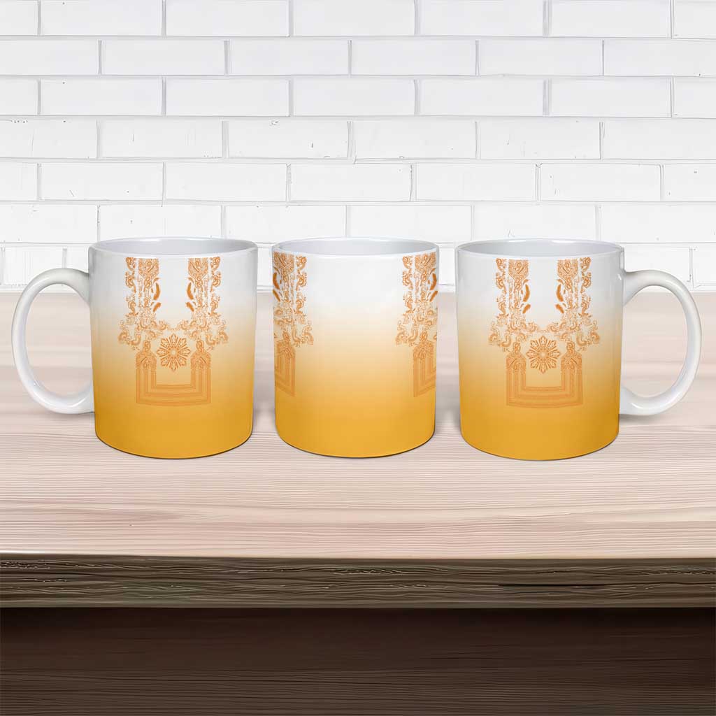 Philippines Barong Style Ceramic Mug with Polynesian Art and Leaf Motif Yellow Color LT03 - Polynesian Pride