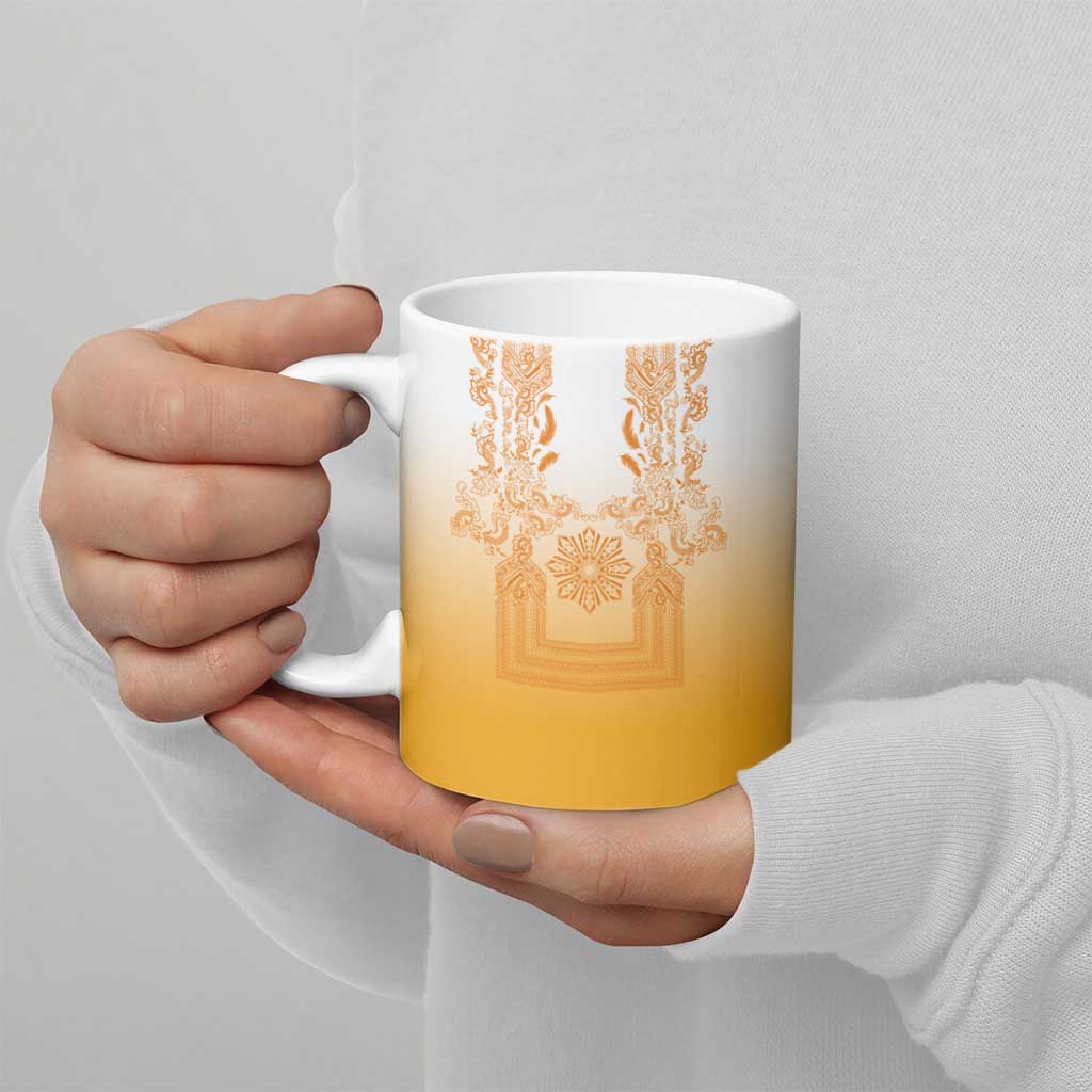 Philippines Barong Style Ceramic Mug with Polynesian Art and Leaf Motif Yellow Color LT03 - Polynesian Pride