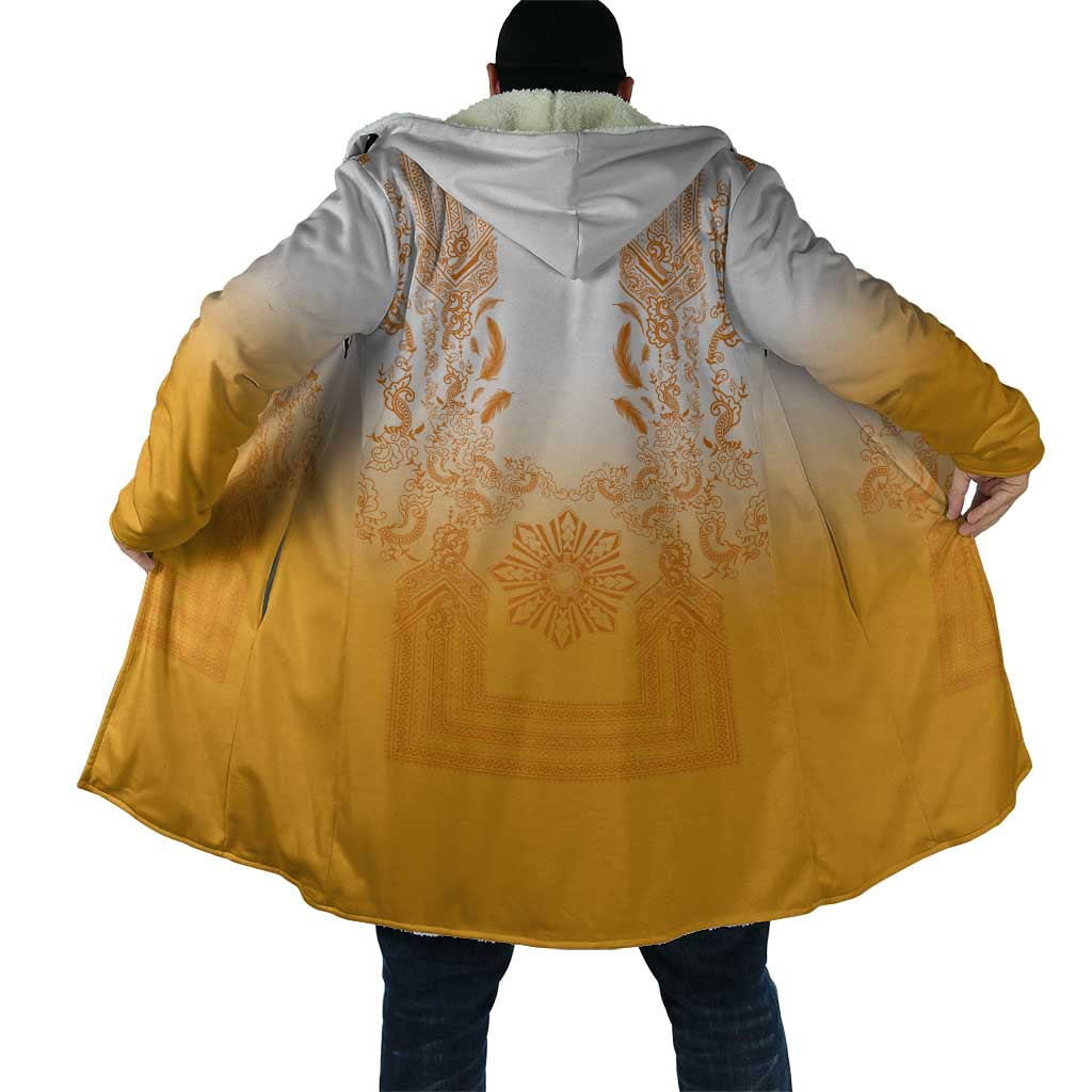 Philippines Barong Style Cloak with Polynesian Art and Leaf Motif Yellow Color LT03 - Polynesian Pride