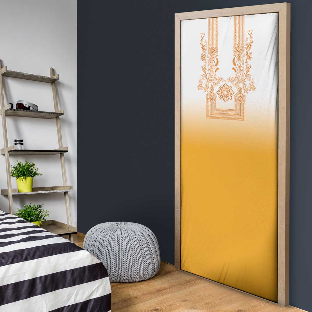 Philippines Barong Style Door Cover with Polynesian Art and Leaf Motif Yellow Color LT03 - Polynesian Pride