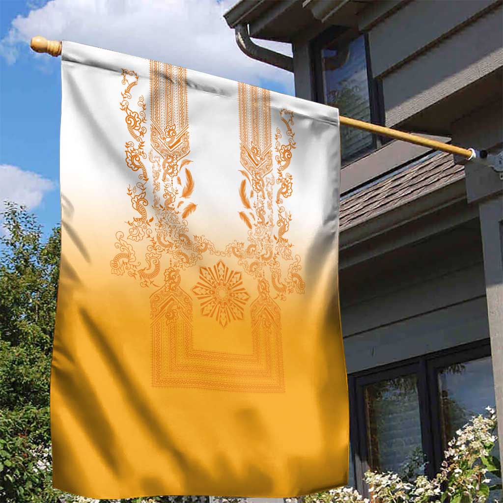 Philippines Barong Style Garden Flag with Polynesian Art and Leaf Motif Yellow Color LT03 - Polynesian Pride