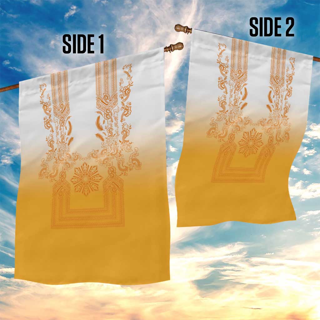 Philippines Barong Style Garden Flag with Polynesian Art and Leaf Motif Yellow Color LT03 - Polynesian Pride