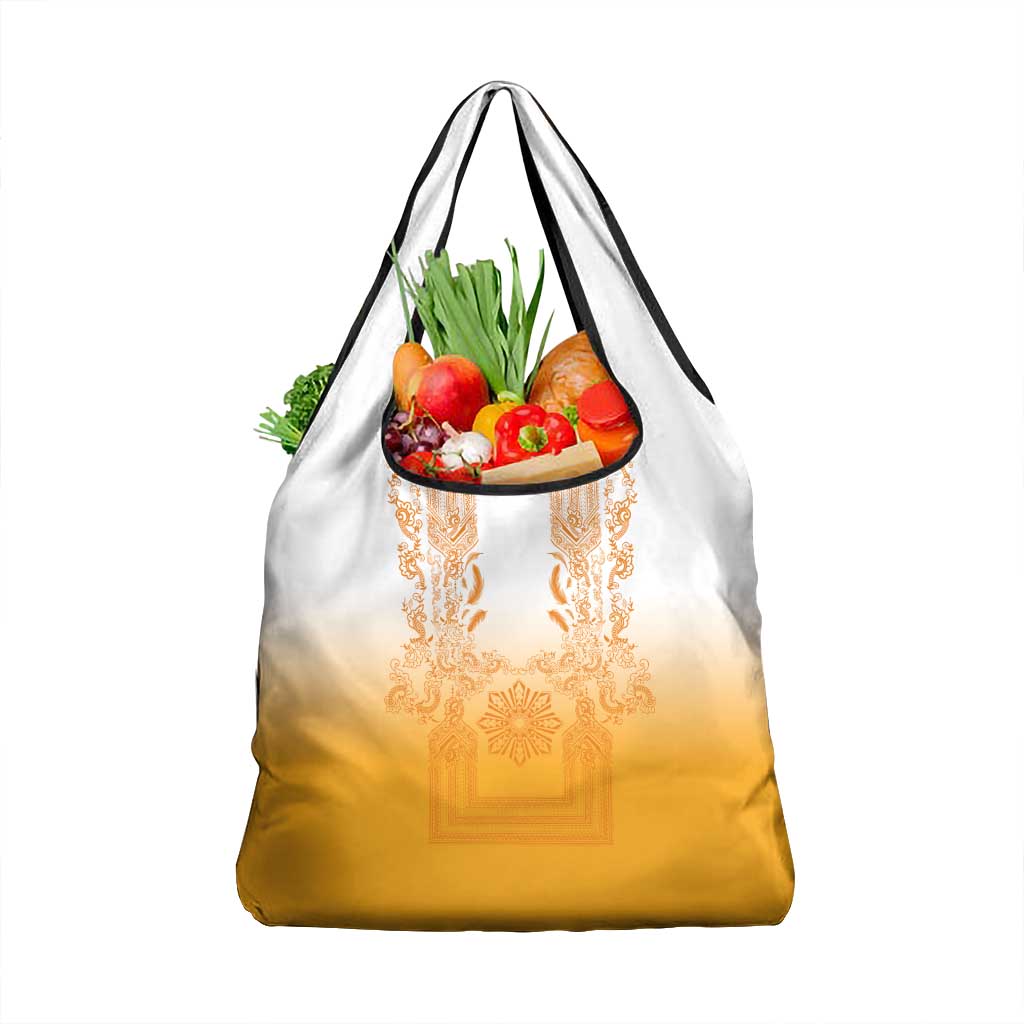 Philippines Barong Style Grocery Bag with Polynesian Art and Leaf Motif Yellow Color LT03 1-pack One Size Yellow - Polynesian Pride
