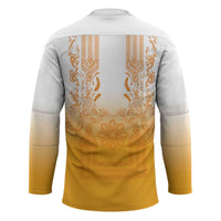 Philippines Barong Style Hockey Jersey with Polynesian Art and Leaf Motif Yellow Color LT03 - Polynesian Pride