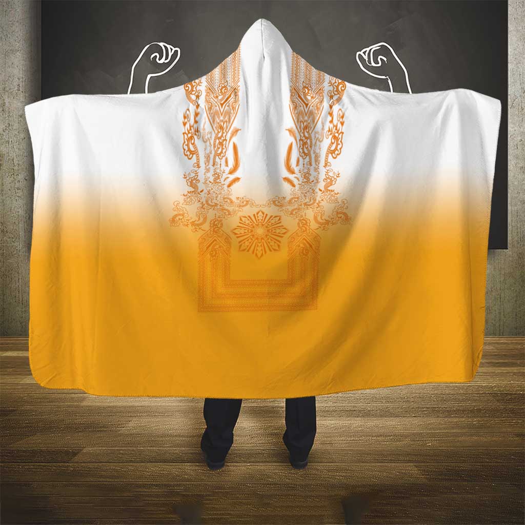 Philippines Barong Style Hooded Blanket with Polynesian Art and Leaf Motif Yellow Color LT03 - Polynesian Pride