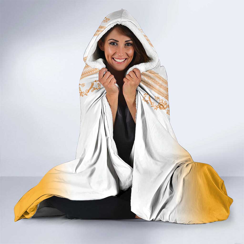 Philippines Barong Style Hooded Blanket with Polynesian Art and Leaf Motif Yellow Color LT03 - Polynesian Pride