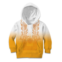 Philippines Barong Style Kid Hoodie with Polynesian Art and Leaf Motif Yellow Color LT03 Hoodie Yellow - Polynesian Pride