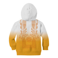 Philippines Barong Style Kid Hoodie with Polynesian Art and Leaf Motif Yellow Color LT03 - Polynesian Pride