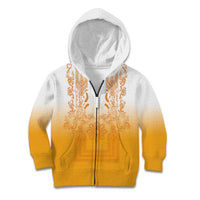 Philippines Barong Style Kid Hoodie with Polynesian Art and Leaf Motif Yellow Color LT03 Zip Hoodie Yellow - Polynesian Pride
