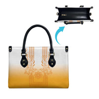 Philippines Barong Style Leather Bag with Polynesian Art and Leaf Motif Yellow Color LT03 - Polynesian Pride
