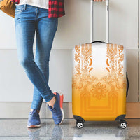 Philippines Barong Style Luggage Cover with Polynesian Art and Leaf Motif Yellow Color