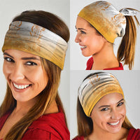 Philippines Barong Style Neck Gaiter with Polynesian Art and Leaf Motif Yellow Color