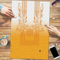 Philippines Barong Style Puzzle with Polynesian Art and Leaf Motif Yellow Color