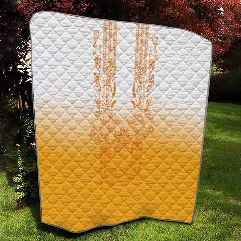 Philippines Barong Style Quilt with Polynesian Art and Leaf Motif Yellow Color LT03 - Polynesian Pride
