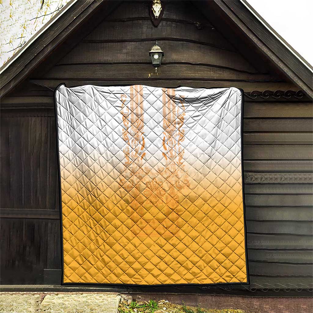 Philippines Barong Style Quilt with Polynesian Art and Leaf Motif Yellow Color LT03 - Polynesian Pride