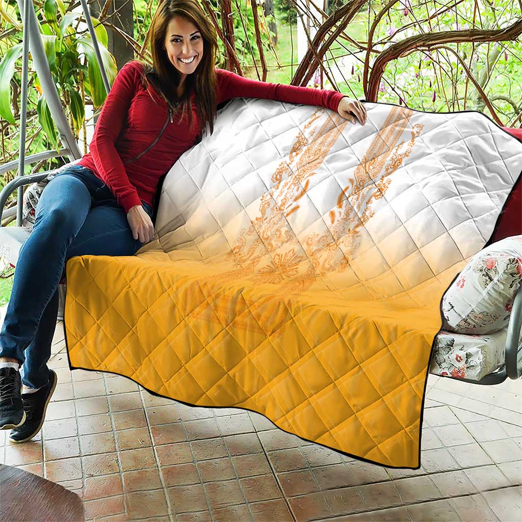 Philippines Barong Style Quilt with Polynesian Art and Leaf Motif Yellow Color LT03 - Polynesian Pride