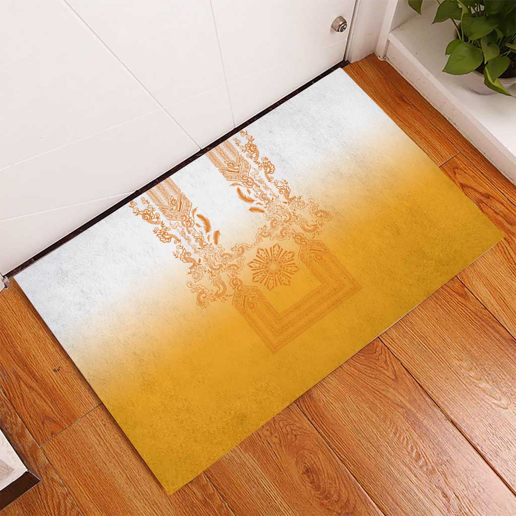 Philippines Barong Style Rubber Doormat with Polynesian Art and Leaf Motif Yellow Color LT03 - Polynesian Pride