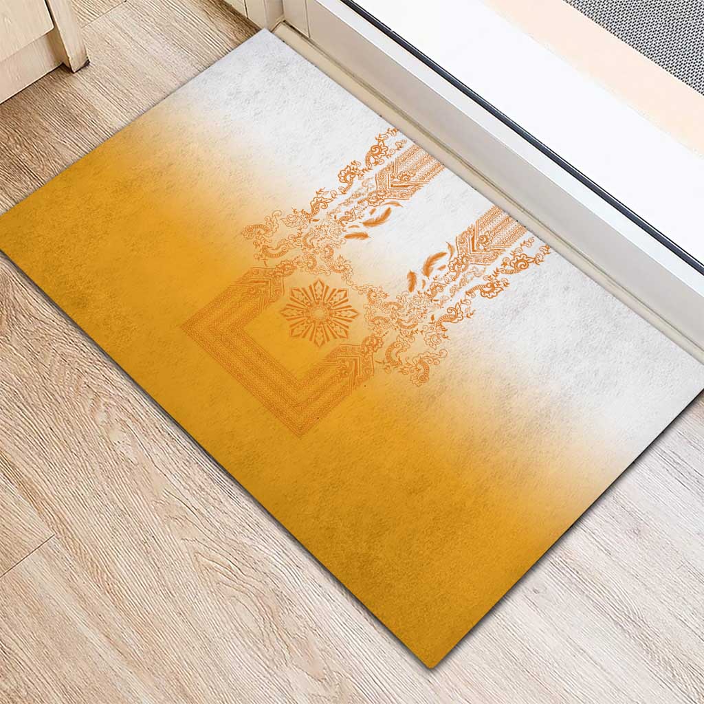 Philippines Barong Style Rubber Doormat with Polynesian Art and Leaf Motif Yellow Color LT03 - Polynesian Pride