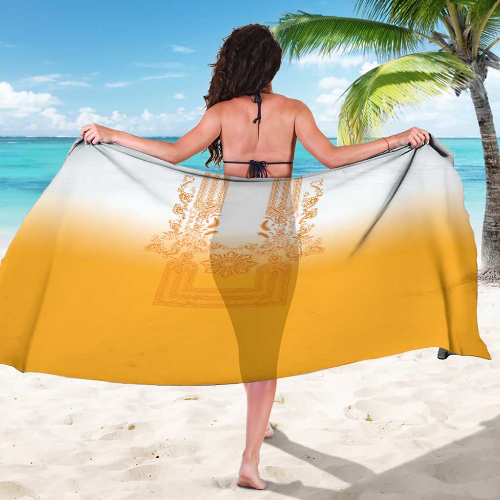 Philippines Barong Style Sarong with Polynesian Art and Leaf Motif Yellow Color LT03 - Polynesian Pride