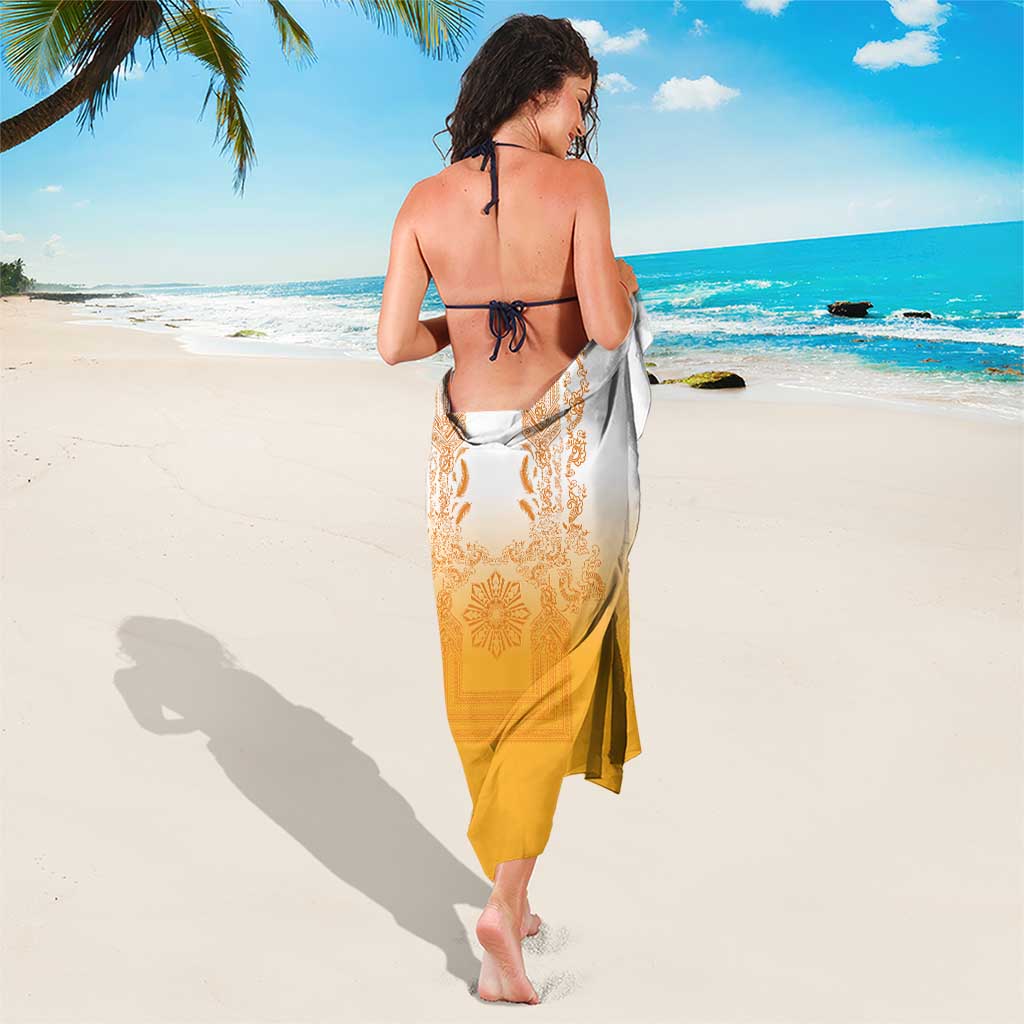 Philippines Barong Style Sarong with Polynesian Art and Leaf Motif Yellow Color LT03 - Polynesian Pride