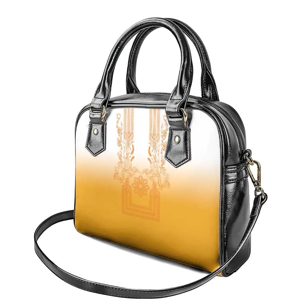 Philippines Barong Style Shoulder Handbag with Polynesian Art and Leaf Motif Yellow Color LT03 - Polynesian Pride