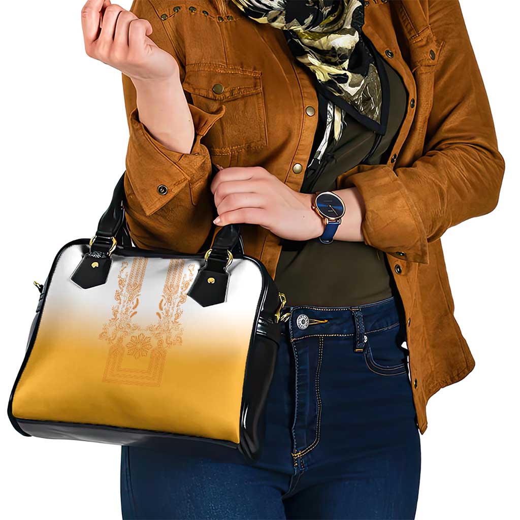Philippines Barong Style Shoulder Handbag with Polynesian Art and Leaf Motif Yellow Color LT03 - Polynesian Pride