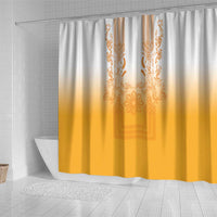 Philippines Barong Style Shower Curtain with Polynesian Art and Leaf Motif Yellow Color LT03 - Polynesian Pride