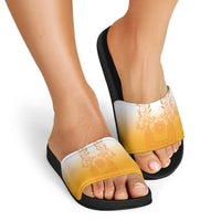 Philippines Barong Style Slide Sandals with Polynesian Art and Leaf Motif Yellow Color LT03 - Polynesian Pride