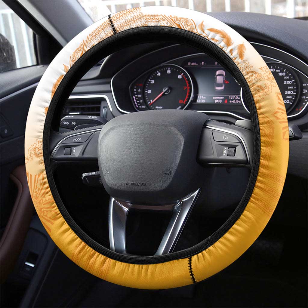 Philippines Barong Style Steering Wheel Cover with Polynesian Art and Leaf Motif Yellow Color LT03 - Polynesian Pride